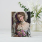 VIKTORIANISCHES HÜBSCHES MÄDCHEN POSTKARTE (Stehend Vorderseite)