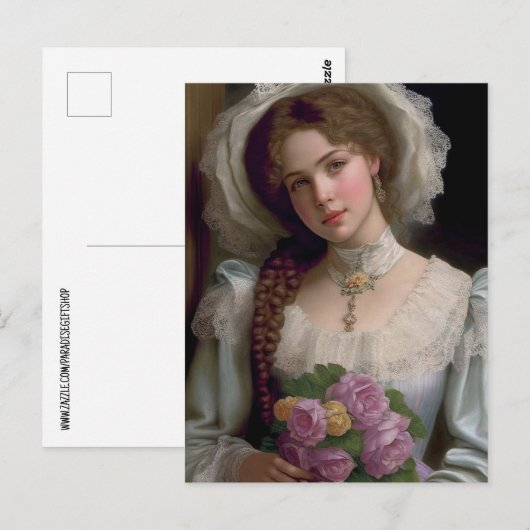 VIKTORIANISCHES HÜBSCHES MÄDCHEN POSTKARTE (Vorne/Hinten)