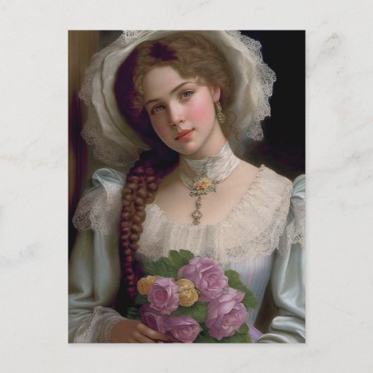VIKTORIANISCHES HÜBSCHES MÄDCHEN POSTKARTE (Vorderseite)