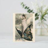 Viktorianisches Jugendstil-Girl on Butterfly Postkarte (Stehend Vorderseite)