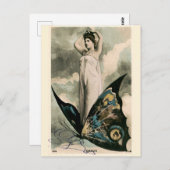 Viktorianisches Jugendstil-Girl on Butterfly Postkarte (Vorne/Hinten)