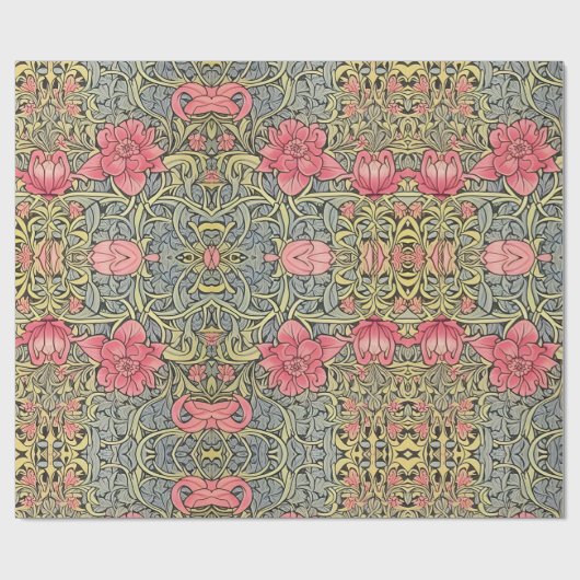 Viktorianisches Jugendstil-Inspiriertes Blume-Must Geschenkpapier (Flach)
