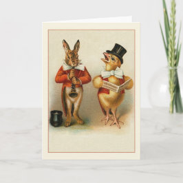 Viktorianisches Kaninchen- und Kick-Osterkarte Feiertagskarte