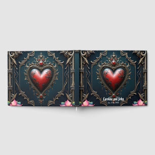 Viktorianisches Karmesin Gothic Heart Gästebuch