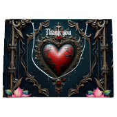 Viktorianisches Karmesin Gothic Heart Große Geschenktüte (Vorderseite)