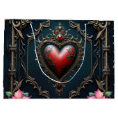 Viktorianisches Karmesin Gothic Heart Große Geschenktüte (Rückseite)