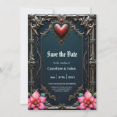 Viktorianisches Karmesin  Gothic Heart  Save The Date (Vorderseite)