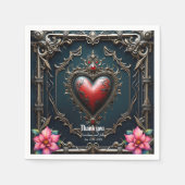 Viktorianisches Karmesin  Gothic Heart  Serviette (Vorderseite)