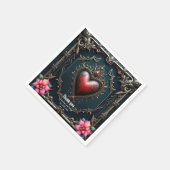 Viktorianisches Karmesin  Gothic Heart  Serviette (Ecke)