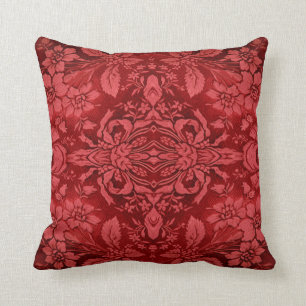 Viktorianisches karminrotes rotes Blumenmuster Kissen