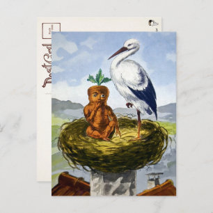 Viktorianisches Karottenbaby in der Nest-Postkarte Postkarte