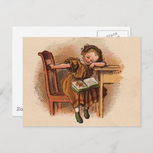 Viktorianisches Kind mit Buch Postkarte (Vorne/Hinten)