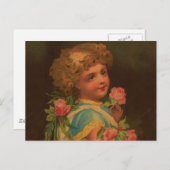 Viktorianisches Kind und Blume Postkarte (Vorne/Hinten)
