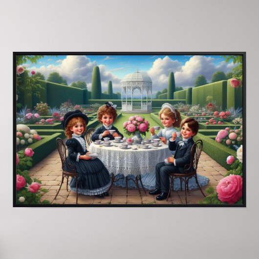 Viktorianisches Kindergarten Tea Party Vintag Poster (Vorne)