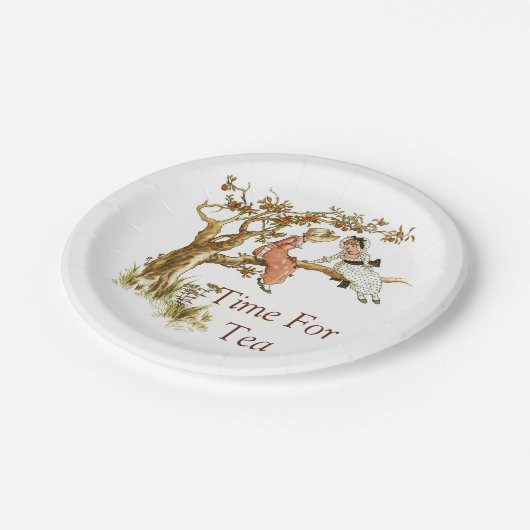 Viktorianisches Kinderillustrations-Tee-Party Pappteller (Schrägansicht)