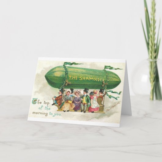 Viktorianisches Kleeblatt Blimp St. Patrick's Day Karte (Vorderseite)