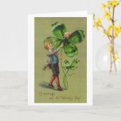 Viktorianisches Kleeblatt und Schweinekarte St. Pa Karte (Gelbe Blume)