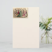 Viktorianisches Kleid mit rosa Bogen Briefpapier (Stehend Vorderseite)