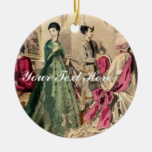 Viktorianisches Kleid mit rosa Bogen Keramikornament (Vorne)