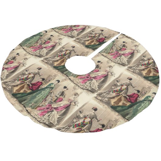 Viktorianisches Kleid mit rosa Bogen Polyester Weihnachtsbaumdecke (Schrägansicht)