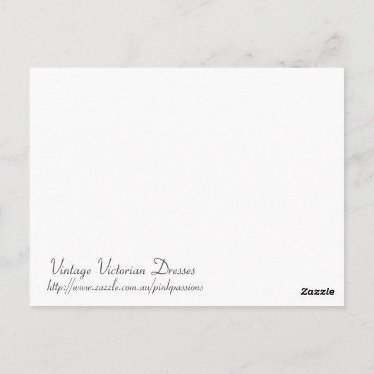 Viktorianisches Kleid mit rosa Bogen Postkarte (Rückseite)