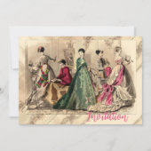 Viktorianisches Kleid mit rosa Bow-Einladung Einladung (Vorderseite)