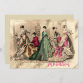 Viktorianisches Kleid mit rosa Bow-Einladung Einladung (Vorne/Hinten)