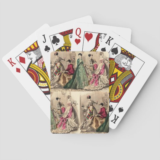 Viktorianisches Kleid mit rosa Fahrradkarte Spielkarten (Rückseite)