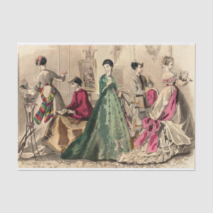 Viktorianisches Kleid mit rosa Schleife Seidenpapier