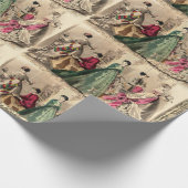 Viktorianisches Kleid mit rosafarbenem Bügelpapier Geschenkpapier (Ecke)