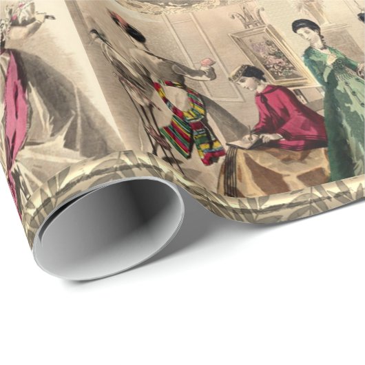 Viktorianisches Kleid mit rosafarbenem Bügelpapier Geschenkpapier (Rolleneckpunkt)