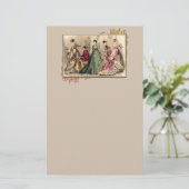 Viktorianisches Kleid mit rosafarbenen Böschungen Briefpapier (Stehend Vorderseite)