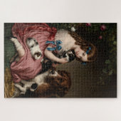 Viktorianisches kleines Mädchen mit Welpen und Mee Puzzle (Horizontal)
