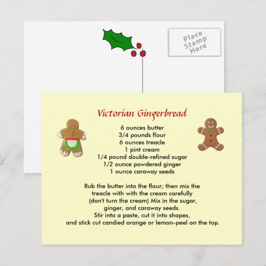 Viktorianisches Lebkuchen Postkarte (Vorne/Hinten)