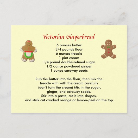 Viktorianisches Lebkuchen Postkarte (Vorderseite)