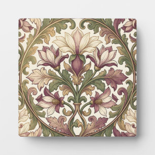 Viktorianisches Lila Creme Ornamentales Blumenmust Fotoplatte
