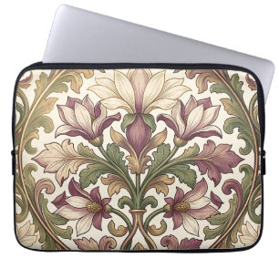 Viktorianisches Lila Creme Ornamentales Blumenmust Laptopschutzhülle