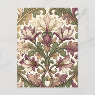 Viktorianisches Lila Creme Ornamentales Blumenmust Postkarte
