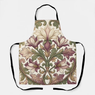 Viktorianisches Lila Creme Ornamentales Blumenmust Schürze