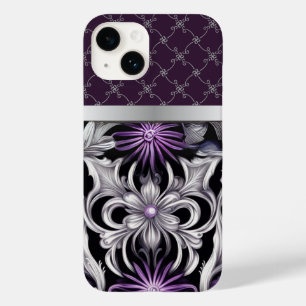 Viktorianisches Lila Schwarzes Silber Case-Mate iPhone 14 Hülle