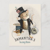Viktorianisches Mad Hatter Mouse Nähdesign Postkarte (Vorderseite)
