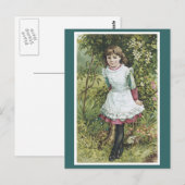 Viktorianisches Mädchen im Garten Postkarte (Vorne/Hinten)
