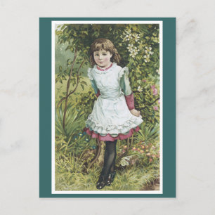 Viktorianisches Mädchen im Garten Postkarte