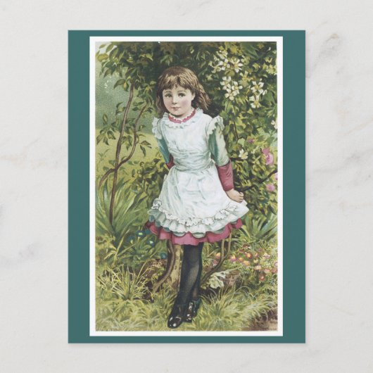 Viktorianisches Mädchen im Garten Postkarte (Vorderseite)