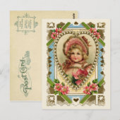 Viktorianisches Mädchen im Herzrahmen Vintage Repr Postkarte (Vorne/Hinten)