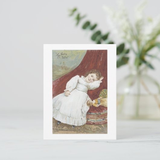Viktorianisches Mädchen mit ihrer Puppenkarte Postkarte (Stehend Vorderseite)