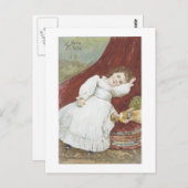 Viktorianisches Mädchen mit ihrer Puppenkarte Postkarte (Vorne/Hinten)