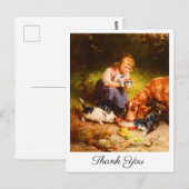 Viktorianisches Mädchen mit Kätzchen und Hund Kuns Postkarte (Vorne/Hinten)