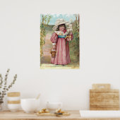 Viktorianisches Mädchen mit Osterlilie für Oma Poster (Küche)