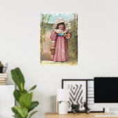 Viktorianisches Mädchen mit Osterlilie für Oma Poster (Heimbüro)